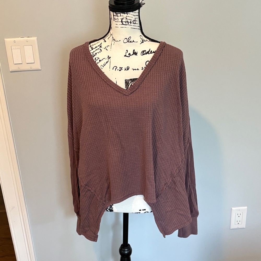 FP Movement by Free People Brown V-Neck Top